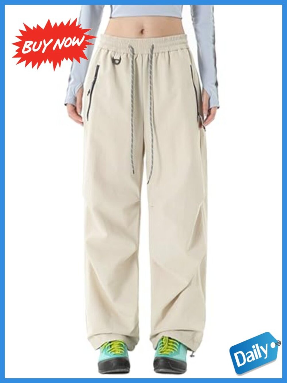 FEOYA Women's Hiking Pants Straight Leg Nylon Cargo Outdoor Active